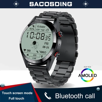 SACOSDING Смарт Часовници За Мъже 454*454 AMOLED дисплей Винаги Показва Време Bluetooth Повикване Местни Музика Smartwatch За Huawei, Xiaomi