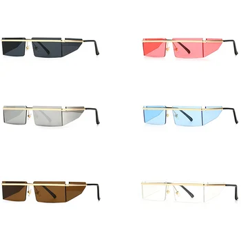Peekaboo кафяви правоъгълни слънчеви очила мъжки странични щитове златни квадратни слънчеви очила без рамки за жени метални ветроупорен горещи продажба