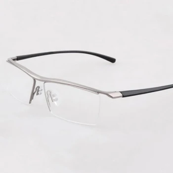 Очила с половин рамки, Титановая Рамки За Очила, Мъжки Оптични Рамки За Четене, Прозрачни лещи, Компютърна Рамки за Късогледство, Очила с Рецепта