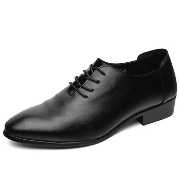 2020 Нови качествени мъжки обувки от телешка кожа в британския бизнес стил, големи размери 38-48, мъжки модел обувки от мека кожа с отрязани