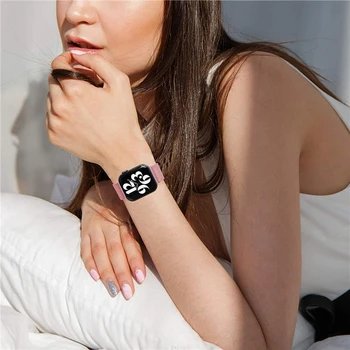 Каишка За Apple watch Band 45 мм 41 мм 44 мм 40 мм 42 мм 38 мм Аксесоари smart-часовници Гривна от Магнитна линия iWatch series 7 4 5 6 SE