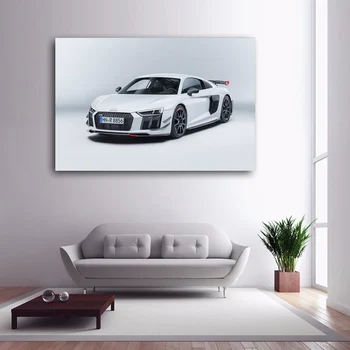 Суперавтомобил Audis R8 Бяла Кола Стенни Художествена Картина Без Рамка Плакати и щампи Платно Живопис Модерна Декорация на Дома