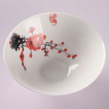 Порцеланова чаена Чаша с ръчно Рисувани в китайски стил, 1 бр., бяла Порцеланова керамична Чаша Кунг-фу от Висок клас, чаша за зелен чай