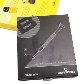 Bergeon 30081 A10 10 бр./лот, набор от Отвертки за часовници с Различен Размер, Отвертка с Плосък нож, Стомана Отвертки, Инструменти За Ремонт на Часовщика