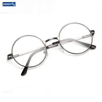 Seemfly Vintage слънчеви Очила за късогледство в Кръгла Рамка, Метални Унисекс, Прозрачни Лещи, Модни изделия от Стъкло Със степен -1,0 -1,5 -2,0 -2,5 -3,0 -3,5