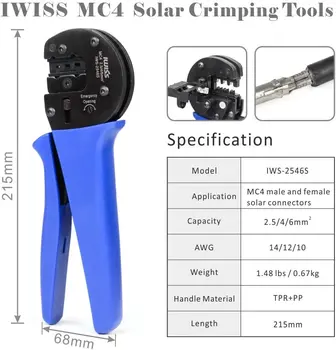 Слънчеви Обжимные инструменти IWISS IWS-2546S IWS4 за AWG 14-10 (2.5/4/6 .0мм2) Фотоволтаични кабели слънчеви панели