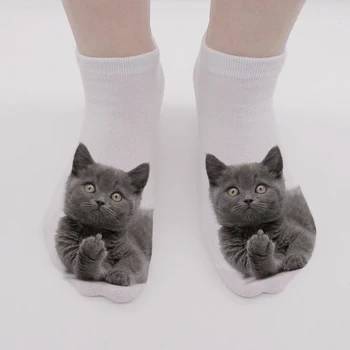 7 Стилове 3D Принт Котешка Муцуната Къси Чорапи Смешни Красиви Цветни Творчески Унисекс Полиестер Ниски Чорапи До Глезена
