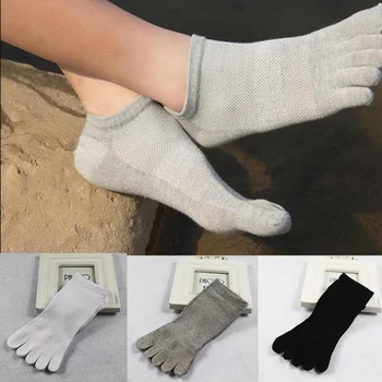 Мъжки памучни чорапи с пет пръста, с нисък покрив, Пролет-лято-тънки Мрежести чорапи с къс чучур