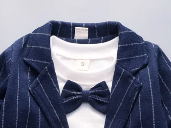 3 цвята, Модерен Костюм на Джентълмен за момчета, Удобни памучни Блузи + сако + Панталон, 3 бр. Комплекти дрехи за най-малките момчета от 1 до 4 години, за Детски дрехи