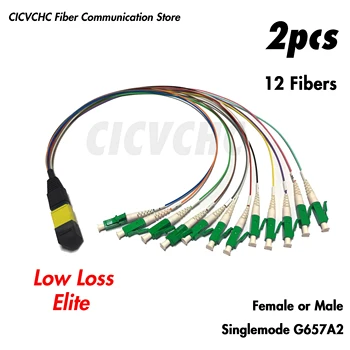 2 елемента 12-кабели MPO / APC - LC / APC-Теглене на кабели-SM G657A2-цветна тръба 0,35 м 0,9 mm-Мъжки / Женски